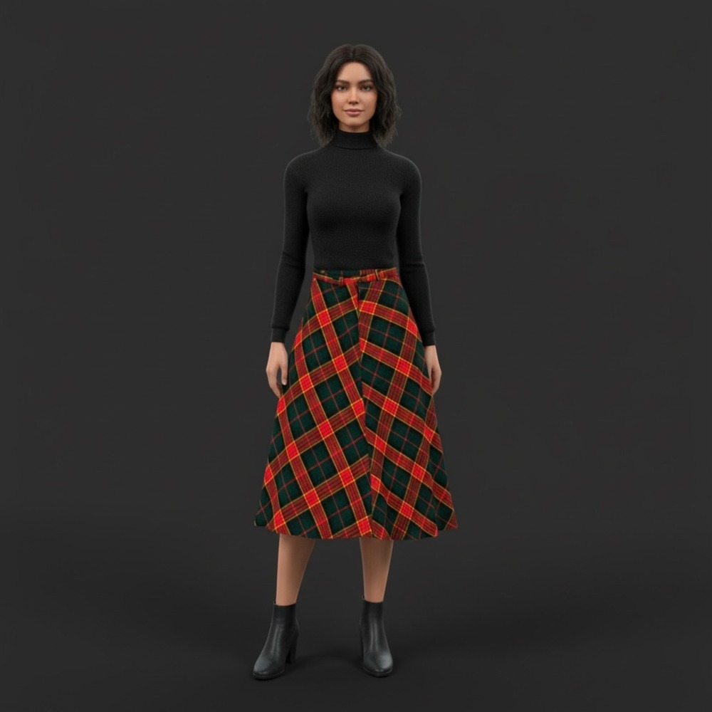 Plaid Skirt Tartan Long Kilt Vintage‎ St Patrick Day Circle Skirt